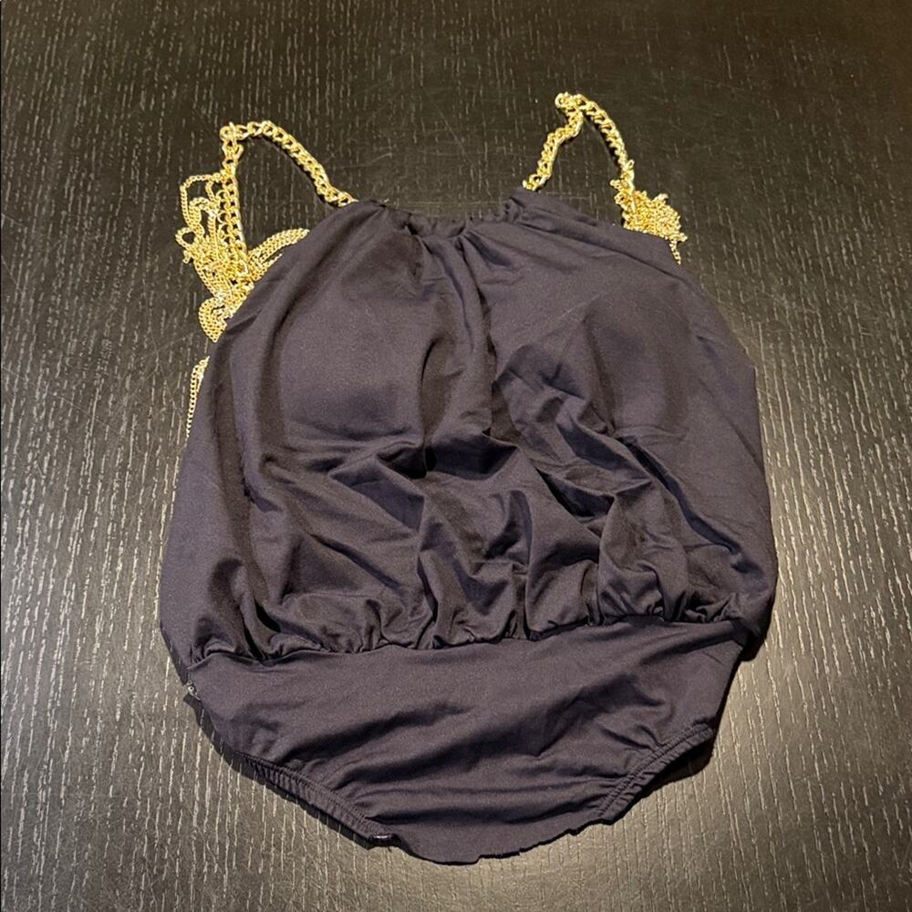 Black Top with Gold Chain Straps